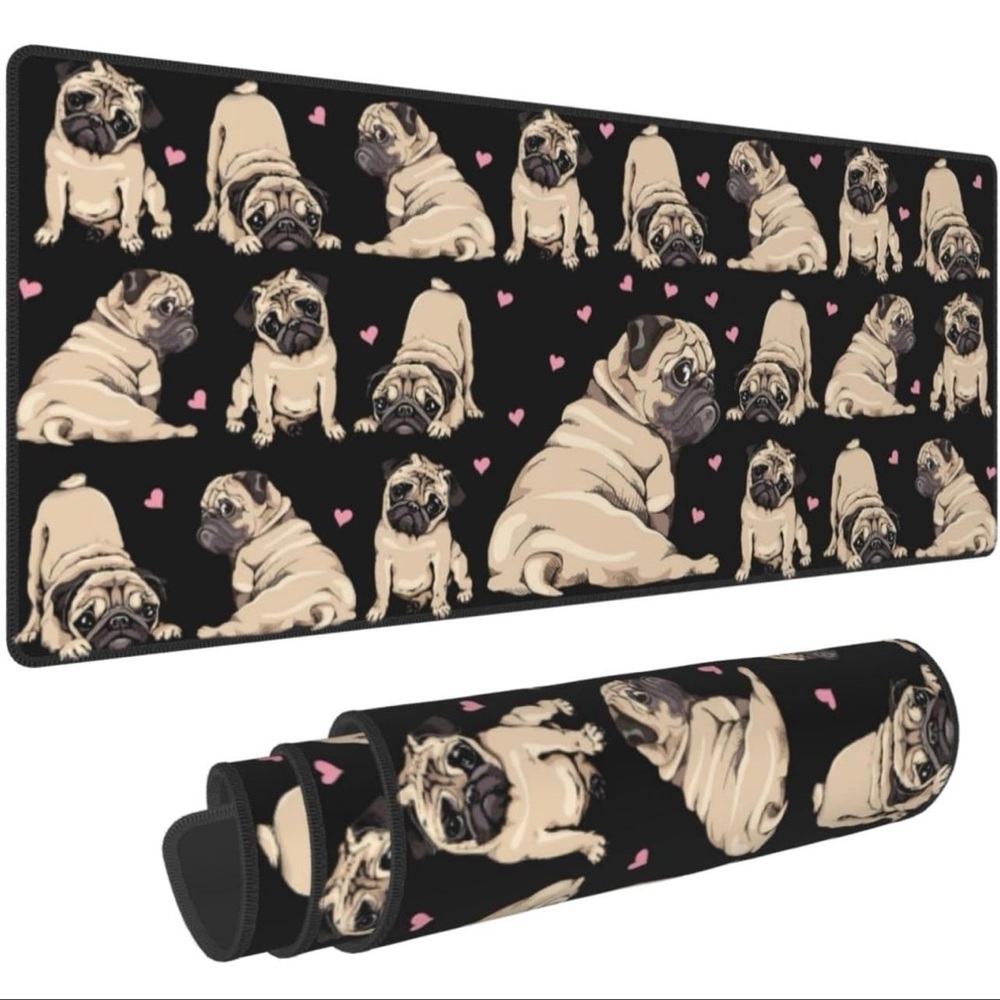Pug Desk Mat - Black and Tan
